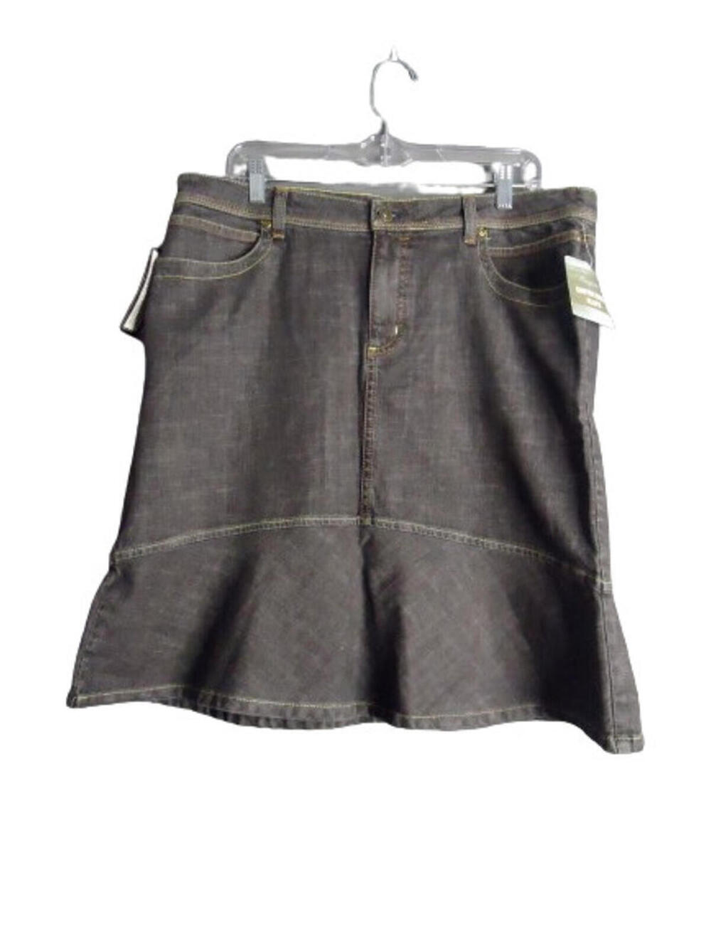 Canyon River Blues Black Denim A-Line Flare Skirt Womens Size XL (18) New
